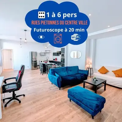 Le Porchaire - Appart 2ch - Elégant Spacieux et Calme au centre ville de Poitiers - Futuroscope à 20 min