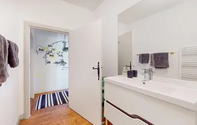 Salle de bains dans l'établissement Ferienhaus mit Charakter und Terrasse in perfekter Lage