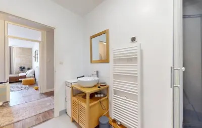 Salle de bains dans l'établissement Ferienhaus mit Charakter und Terrasse in perfekter Lage