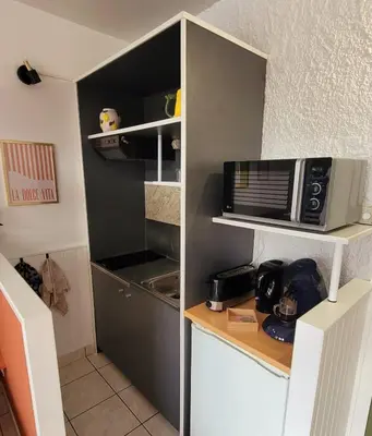 Cuisine ou kitchenette dans l'établissement Le Studio 362 Proche Futuroscope et Arena 1 à 2 Pers