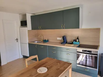 Cuisine ou kitchenette dans l'établissement Gîte de Vouhé