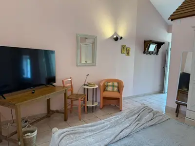 Télévision ou salle de divertissement dans l'établissement Domaine du Thie