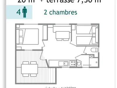 Plan de l'établissement Mobil-home 4 pers avec Terrasse à Chaillé-les-Marais - API-1-52-574