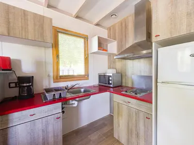 Cuisine ou kitchenette dans l'établissement Chalet accessible avec terrasse à Coulon - API-1-52-596
