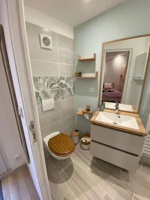 Salle de bains dans l'établissement Maisonnette cosy au calme terrasse local vélo