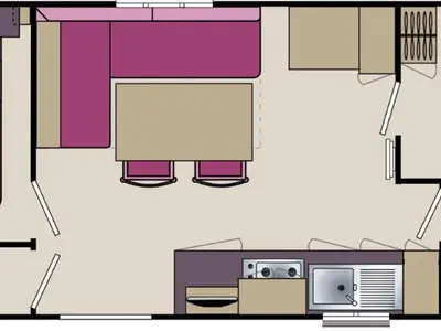 Cuisine ou kitchenette dans l'établissement Mobil Home avec Terrasse pour 6 personnes - API-1-52-381