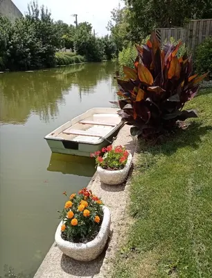 Jardin de l'établissement MARAIS POITEVIN Gîte Nature et Serein Vue imprenable sur la rivière Calme absolu Idéal pour familles couples voyageurs
