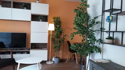 Cuisine ou kitchenette dans l'établissement Charming studio with terrace and underground parking
