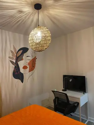 Télévision ou salle de divertissement dans l'établissement L'Indigo, charmant T2, 10 min centre historique, WiFi, Netflix, Amazon Prime