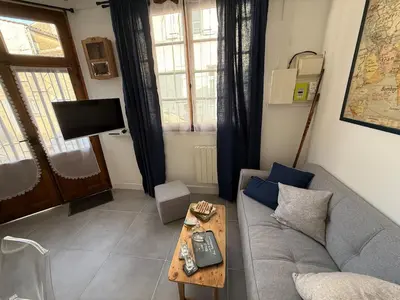 Coin salon dans l'établissement Maison de village au cœur du Marais Poitevin