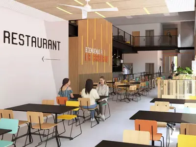 Restaurant ou autre lieu de restauration dans l'établissement HI Poitiers - La Caserne
