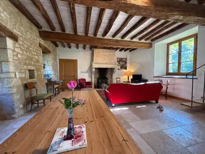 Coin salon dans l'établissement La Villa des Licoches, gite Proche Thouars 8 personnes