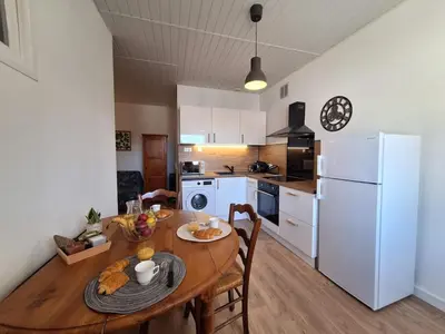 Cuisine ou kitchenette dans l'établissement Charmant T2 Aux 2 Marronniers