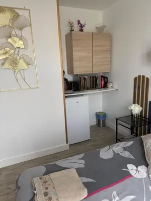 Cuisine ou kitchenette dans l'établissement Petit studio attenant à la maison