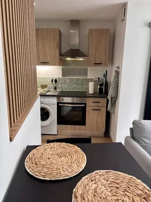 Cuisine ou kitchenette dans l'établissement Le Cocon Vert