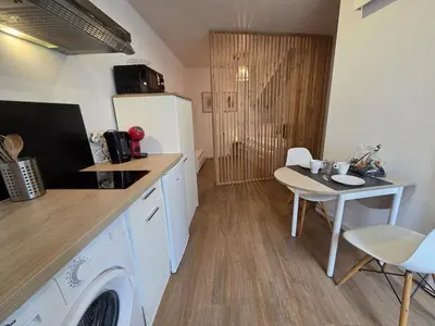 Cuisine ou kitchenette dans l'établissement Le Simba - grand studio avec Wi-Fi