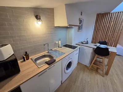 Cuisine ou kitchenette dans l'établissement Le Pumba - large studio avec Wi-Fi