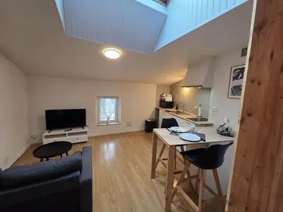 Télévision ou salle de divertissement dans l'établissement Le Pumba - large studio avec Wi-Fi
