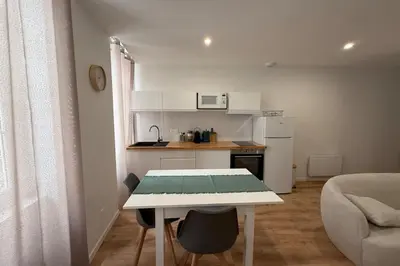 Cuisine ou kitchenette dans l'établissement Léchappée avec cour partagée