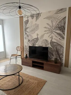 Télévision ou salle de divertissement dans l'établissement Maison proche centre-ville et Futuroscope