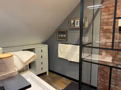 Salle de bains dans l'établissement Les chambres du Bocage - Chambre Marylin