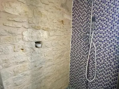 Salle de bains dans l'établissement Gîte rénové 3 chambres à Damvix avec Wifi - FR-1-426-600