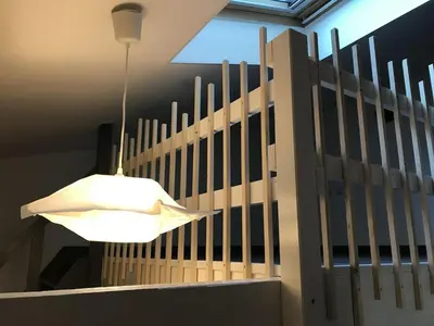 Un ou plusieurs lits dans un hébergement de l'établissement Appartement avec terrasse à 20 de la plage