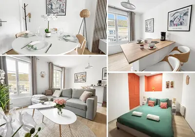 Coin salon dans l'établissement Appartement moderne et lumineux en centre-ville