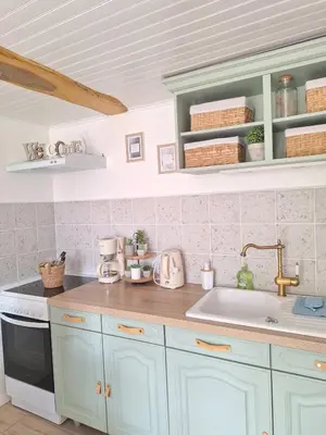Cuisine ou kitchenette dans l'établissement Gîte Florène à la campagne