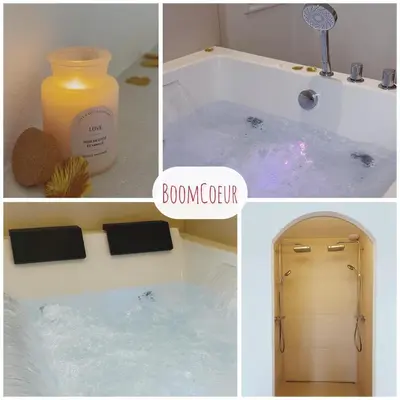 Salle de bains dans l'établissement Le BOOMCOEUR Bain balnéo & Table de massage