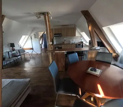 Cuisine ou kitchenette dans l'établissement Appartement pour 6 personnes au Vigeant