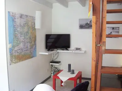 Télévision ou salle de divertissement dans l'établissement Appartements Les remparts d'Alienor