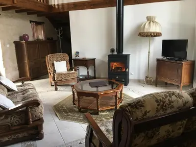 Coin salon dans l'établissement Gites dans les Champs