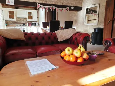 Cuisine ou kitchenette dans l'établissement La Grue Gites