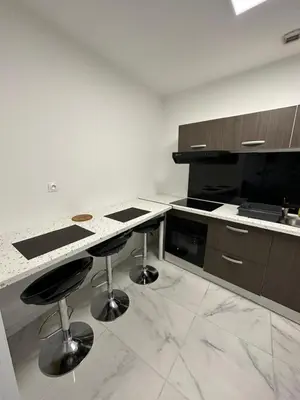 Cuisine ou kitchenette dans l'établissement Appartement meublé proche du futuroscope
