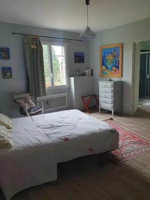 Un ou plusieurs lits dans un hébergement de l'établissement chambre d'hôtes du Luquet