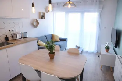 Cuisine ou kitchenette dans l'établissement Appart T2 avec terrasse, parking et wifi
