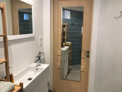 Salle de bains dans l'établissement La Charnière Chadalais