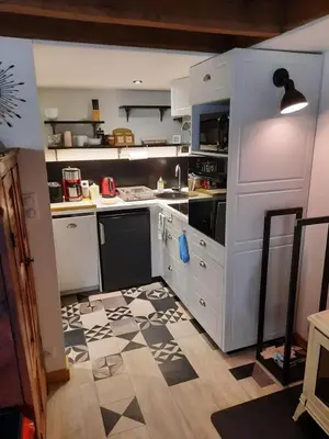 Cuisine ou kitchenette dans l'établissement Gîte du Petit Moulin