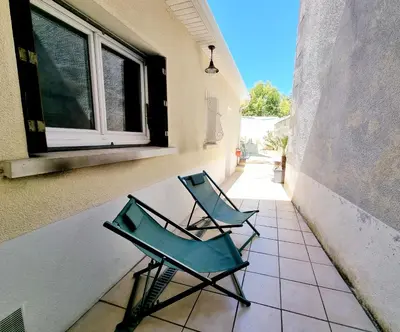 Balcon ou terrasse dans l'établissement Maison de ville confortable avec cour intérieure
