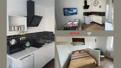 Cuisine ou kitchenette dans l'établissement La Nouvelle-Orléans - hyper-centre- 2mn SNCF - Wi-Fi Netflix gratuit