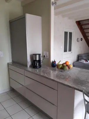 Cuisine ou kitchenette dans l'établissement Le logis de LANGE apt Les Aigrettes