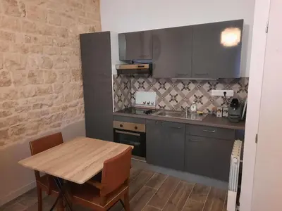 Cuisine ou kitchenette dans l'établissement Gîtes de la mousseterie