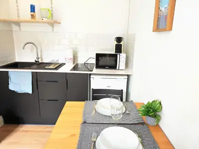 Cuisine ou kitchenette dans l'établissement Le Blossac, à 300m du centre ville - WIFI