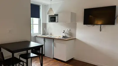 Cuisine ou kitchenette dans l'établissement Les Studios de Clément