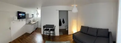 Cuisine ou kitchenette dans l'établissement Les Studios de Clément