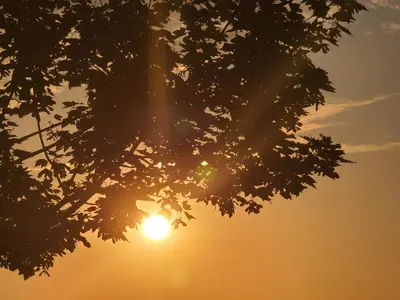 Lever ou coucher de soleil vu de la maison de vacances ou à proximité
