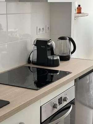 Cuisine ou kitchenette dans l'établissement Appartement situé en plein coeur du centre-ville