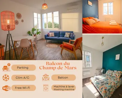 Coin salon dans l'établissement Balcon du Champ de Mars - #Parking #Air Conditioner #Clim