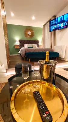 Télévision ou salle de divertissement dans l'établissement Votre Escale Jungle Sauna & Spa